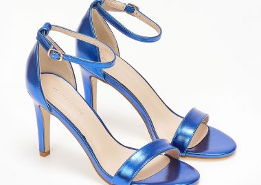 Πέδιλα με μπαρέτα και λεπτό τακούνι - Μπλε - Issue - 