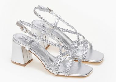 Πέδιλα με πλεκτά λουράκια - Ασημί - Issue - 