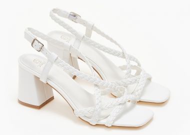 Πέδιλα με πλεκτά λουράκια - Λευκό - Issue - 