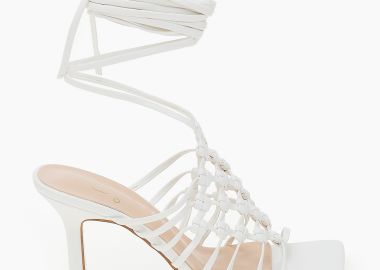 Πέδιλα με πλεκτό σχέδιο και αναρριχώμενα κορδόνια - Λευκό - Issue - 