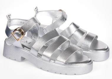 Πέδιλα με πολλαπλά λουράκια - Ασημί - Issue - 