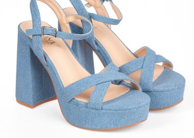 Πέδιλα με ψηλό τακούνι - Μπλε - Issue - 