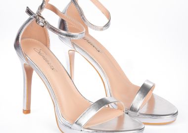 Πέδιλα με ψηλό τακούνι και μπαρέτα - Ασημί - Issue - 