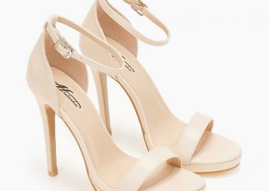 Πέδιλα με ψηλό τακούνι και μπαρέτα - Μπεζ - Issue - 