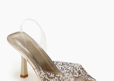 Πέδιλα με στρας και διαφάνεια - Χρυσό - Issue - 