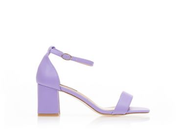 Πέδιλα μωβ δερματίνη με λουράκι στον αστράγαλο ΜΩΒ - Tsoukalas - 