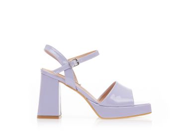 Πέδιλα μωβ λουστρίνι με φιάπα και λουράκι στον αστράγαλο ΜΩΒ - Tsoukalas - 