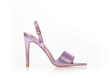 Πέδιλα μωβ μεταλλιζέ δερματίνη με ιδιαίτερη φάσα και μυτερό τελείωμα ΜΩΒ - Tsoukalas - 