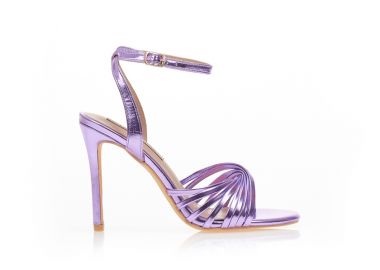 Πέδιλα μωβ μεταλλιζέ δερματίνη με ιδιαίτερη φάσα ΜΩΒ - Tsoukalas - 