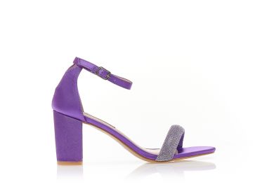 Πέδιλα μωβ σατέν με φάσα από στρας ΜΩΒ - Tsoukalas - 