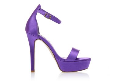 Πέδιλα μωβ σατέν με φιάπα και λουράκι στον αστράγαλο ΜΩΒ - Tsoukalas - 