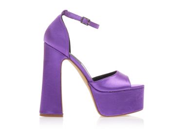 Πέδιλα μωβ σατέν με φιάπα ΜΩΒ - Tsoukalas - 