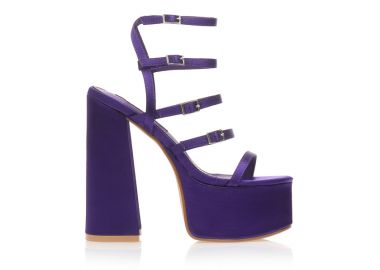 Πέδιλα μωβ σατέν με πολλαπλά λουράκια ΜΩΒ - Tsoukalas - 