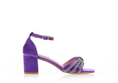 Πέδιλα μωβ σατέν με στρας στην φάσα ΜΩΒ - Tsoukalas - 