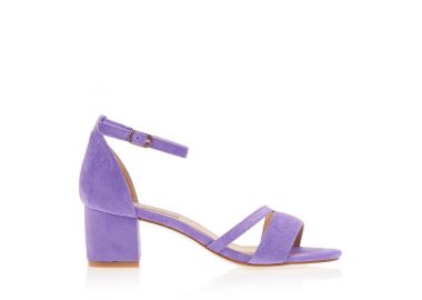 Πέδιλα μωβ σουέτ με λοξό λουράκι ΜΩΒ - Tsoukalas - 