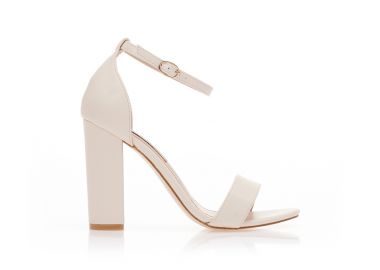 Πέδιλα μπεζ δερματίνη με λουράκι στον αστράγαλο ΜΠΕΖ - Tsoukalas - 