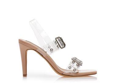 Πέδιλα μπεζ λουστρίνι με ρυθμιζόμενες φάσες ΜΠΕΖ - Tsoukalas - 