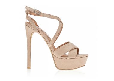 Πέδιλα μπεζ σουέτ με χιαστή λουράκια ΜΠΕΖ - Tsoukalas - 