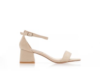 Πέδιλα μπεζ σουέτ με φάσα ΜΠΕΖ - Tsoukalas - 