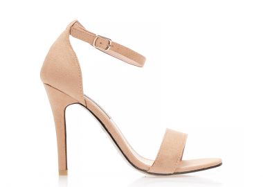 Πέδιλα μπεζ σουέτ με λεπτή φάσα και λουράκι. ΜΠΕΖ - Tsoukalas - 