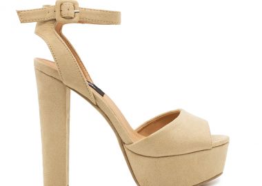 Πέδιλα μπεζ σουέτ με μπαρέτα ΜΠΕΖ - Tsoukalas - 