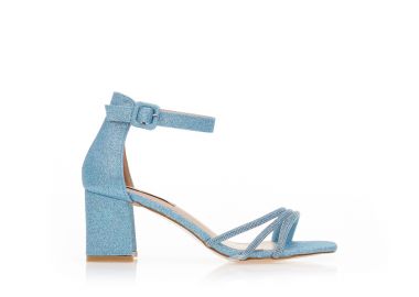 Πέδιλα μπλε λούρεξ με φάσα από στρας ΜΠΛΕ - Tsoukalas - 