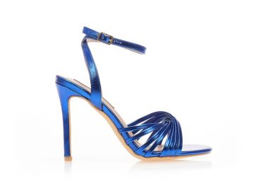 Πέδιλα μπλε μεταλλιζέ δερματίνη με ιδιαίτερη φάσα ΜΠΛΕ - Tsoukalas - 