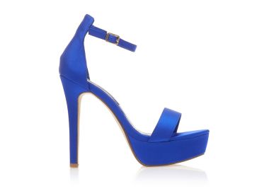 Πέδιλα μπλε σατέν με φιάπα και λουράκι στον αστράγαλο ΜΠΛΕ - Tsoukalas - 
