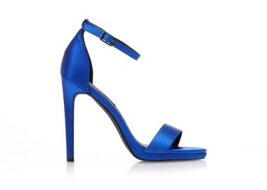 Πέδιλα μπλε σατέν με φιάπα και λουράκι στον αστράγαλο ΜΠΛΕ - Tsoukalas - 