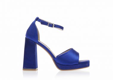 Πέδιλα μπλε σατέν με φιάπα ΜΠΛΕ - Tsoukalas - 