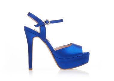 Πέδιλα μπλε σατέν με φιάπα ΜΠΛΕ - Tsoukalas - 