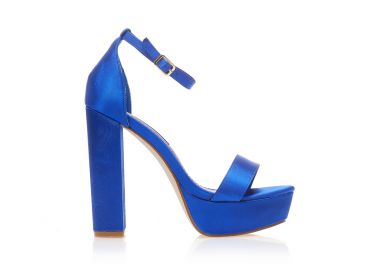 Πέδιλα μπλε σατέν με φιάπα ΜΠΛΕ - Tsoukalas - 