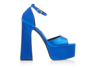 Πέδιλα μπλε σατέν με φιάπα ΜΠΛΕ - Tsoukalas - 