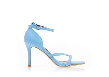 Πέδιλα μπλε υφασμάτινα με λεπτή φάσα και λοξό λουράκι ΜΠΛΕ - Tsoukalas - 