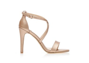 Πέδιλα μπρονζέ δερματίνη με χιαστί λουράκια ΜΠΡΟΝΖΕ - Tsoukalas - 