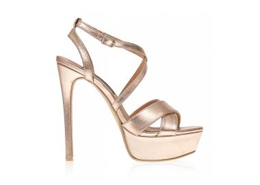 Πέδιλα μπρονζέ δερματίνη με χιαστή λουράκια ΜΠΡΟΝΖΕ - Tsoukalas - 