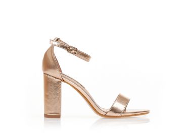Πέδιλα μπρονζέ δερματίνη με λουράκι στον αστράγαλο ΜΠΡΟΝΖΕ - Tsoukalas - 