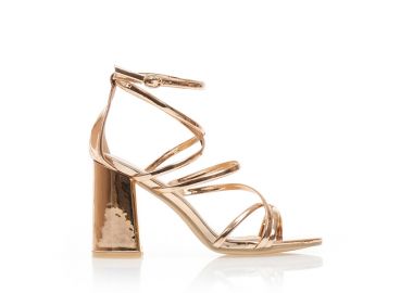 Πέδιλα μπρονζέ λουστρίνι με πολλαπλά λουράκια ΜΠΡΟΝΖΕ - Tsoukalas - 