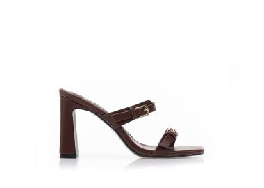 Πέδιλα mule καφέ με λουράκια ΚΑΦΕ - Tsoukalas - 