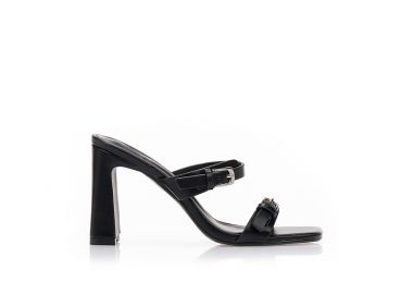 Πέδιλα mule μαύρα με λουράκια ΜΑΥΡΟ - Tsoukalas - 