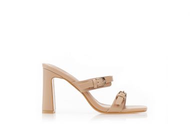 Πέδιλα mule nude με λουράκια NUDE - Tsoukalas - 