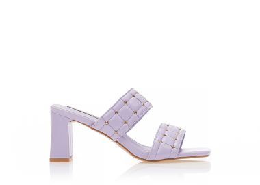 Πέδιλα mules λιλά δερματίνη με διπλή φάσα με τρουκς ΛΙΛΑ - Tsoukalas - 
