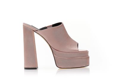 Πέδιλα mules μπρονζέ σατέν με φιάπα ΜΠΡΟΝΖΕ - Tsoukalas - 