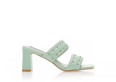 Πέδιλα mules πράσινα δερματίνη με διπλή φάσα με τρουκς ΠΡΑΣΙΝΟ - Tsoukalas - 
