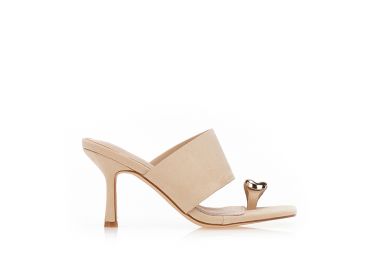 Πέδιλα mules σουέτ με αγκράφα δαχτυλίδι ΜΠΕΖ - Tsoukalas - 