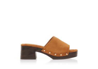 Πέδιλα mules σουέτ με τρουκς ΚΑΜΕΛ - Tsoukalas - 