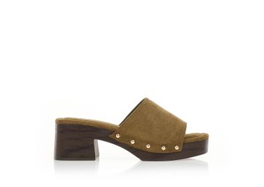 Πέδιλα mules σουέτ με τρουκς ΠΡΑΣΙΝΟ - Tsoukalas - 