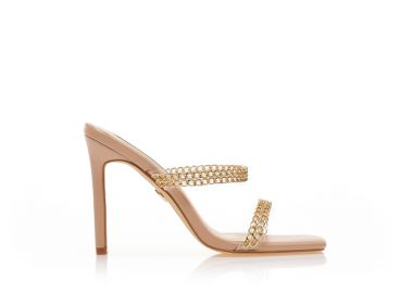 Πέδιλα mules TSOUKALAS nude δερματίνη με διαφάνεια και διακοσμητική αλυσίδα στη φάσα NUDE - Tsoukalas - 