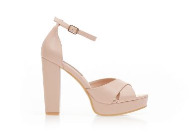 Πέδιλα nude δερματίνη με χιαστί φάσα NUDE - Tsoukalas - 