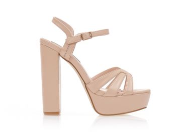 Πέδιλα nude δερματίνη με ιδιαίτερο σχέδιο στην φάσα και φιάπα NUDE - Tsoukalas - 